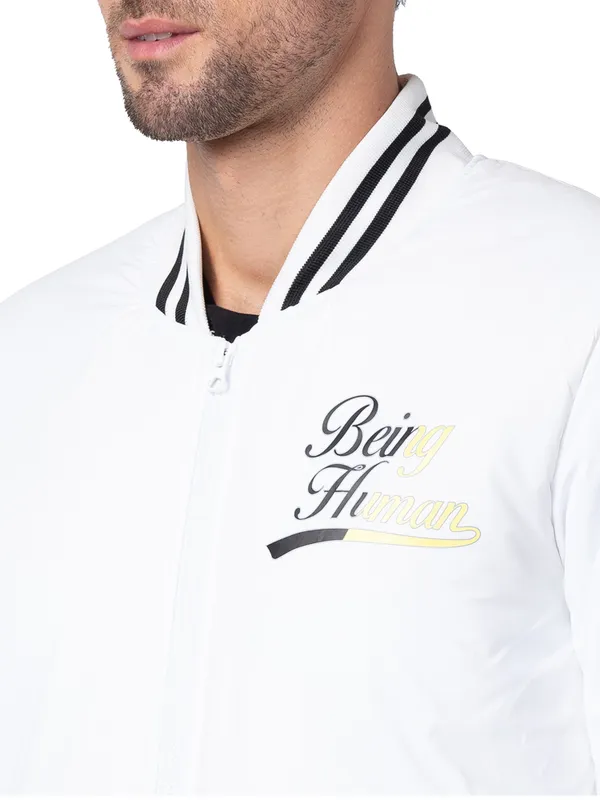 Being Human Regular Fit Men Collared Jackets-White